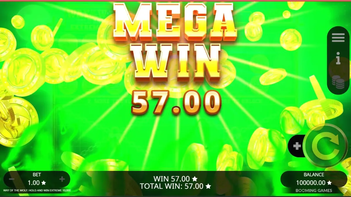Way of the Wolf Hold and Win Extreme 10,000 slot machine interface